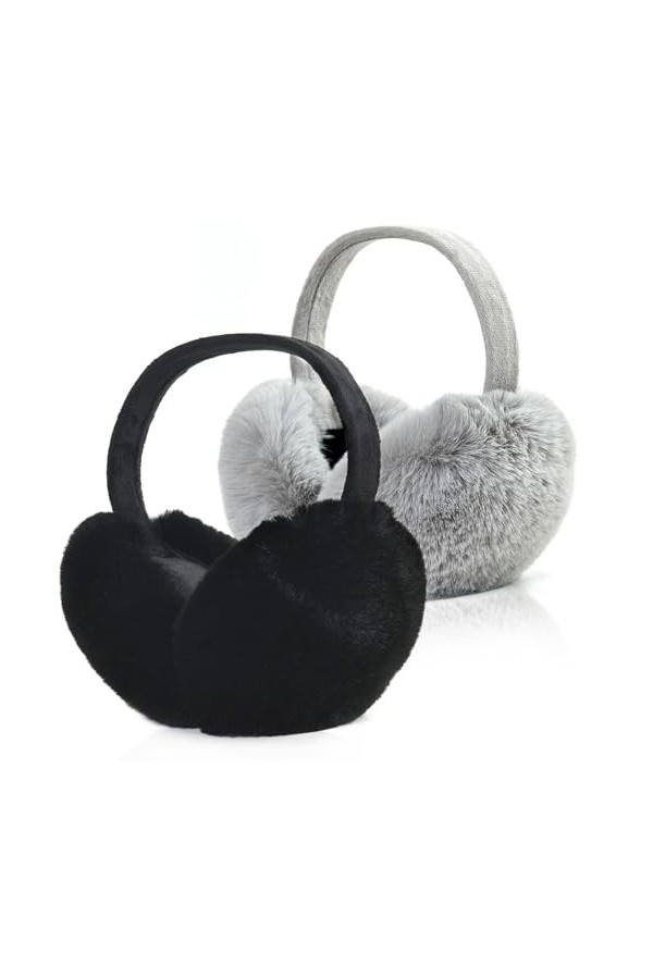 2 Pièces Cache Oreilles Femme Homme Unisexe Pliable Pelucheux Lhiver Cache-oreilles Mignon Fausse Fourrure Chauffe-oreille E