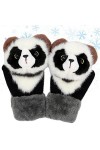 Bestlle Gants tricotés pour femme - Gants chauds tricotés avec adorable raton laveur et panda - Moufles épaisses en peluche d