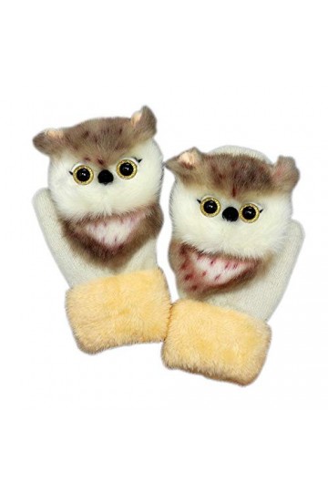 CHAW Gants en peluche mignons pour femmes et filles, motif dessin animé 3D en peluche, moufles chaudes - - M