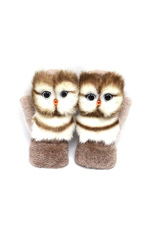 CHAW Gants en peluche mignons pour femmes et filles, motif dessin animé 3D en peluche, moufles chaudes - - M