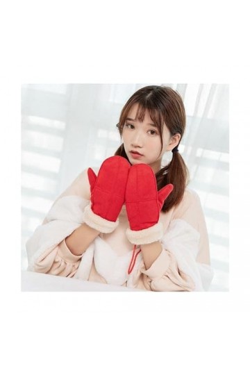 TJOIUY Gants dhiver Femmes Hiver épais Croix Gants Licou Mitaines Mode Vent Daim Cuir Femmes Famale Gants Plus Chauds