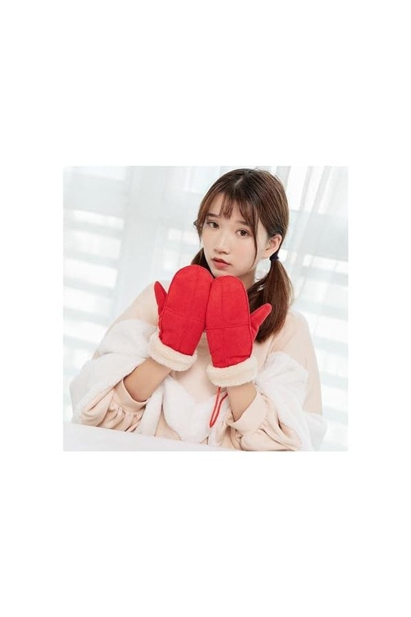 TJOIUY Gants dhiver Femmes Hiver épais Croix Gants Licou Mitaines Mode Vent Daim Cuir Femmes Famale Gants Plus Chauds