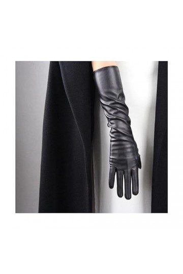 TJOIUY Gants dhiver Sexy Noir Punk Longs Gants en Cuir PU Femme Hiver Mince Doigt Complet écran Tactile Coupe-Vent équitatio