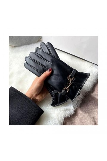 TJOIUY Gants dhiver Gants en Cuir PU pour Femmes Hiver Chaud Plus Velours épaissir Doigt Complet équitation en Plein air écr