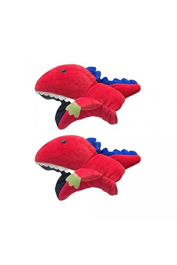 Abaodam 1 paire de gants chauds en peluche avec ficelle pour enfants et filles Motif dinosaure Rouge
