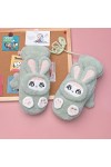 ZTJ Gants Thermiques dhiver, Mitaines tricotées à Motif de Lapin Mignon avec Cordon de Cou Suspendu, Gants en Peluche Chauds