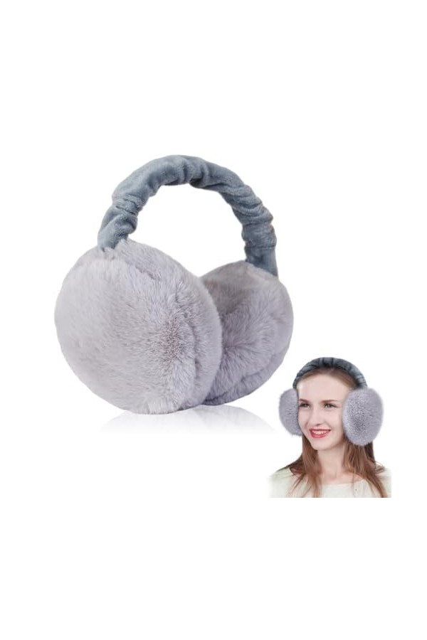 yotutun Cache-oreilles en Peluche, Pliable Cache-oreilles dHiver Moelleux Protection Contre le Vent Froid Unisexe Réglables 