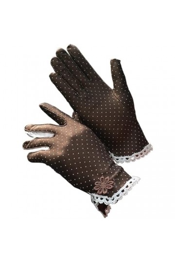 Gants Femme， Mode femmes gants dames été respirant crème solaire gants mignon point dentelle Patchwork mince écran tactile ga