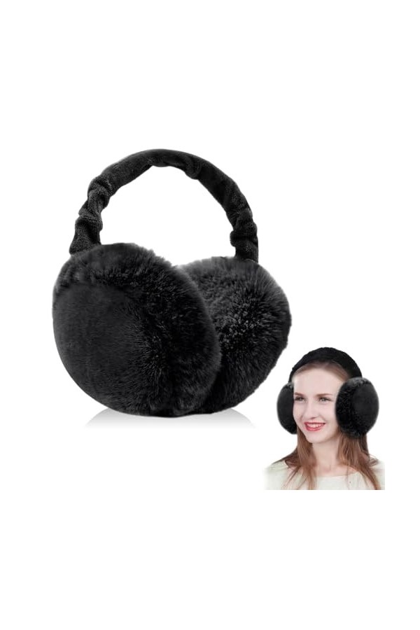 yotutun Cache-oreilles en Peluche, Pliable Cache-oreilles dHiver Moelleux Protection Contre le Vent Froid Unisexe Réglables 