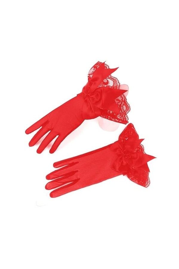 Gants Femme， 2 paires femmes Satin gants fête élégante mariée mariage mitaines courtes Emo accessoires été accessoires for fe