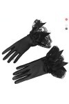 Gants Femme， 2 paires femmes Satin gants fête élégante mariée mariage mitaines courtes Emo accessoires été accessoires for fe