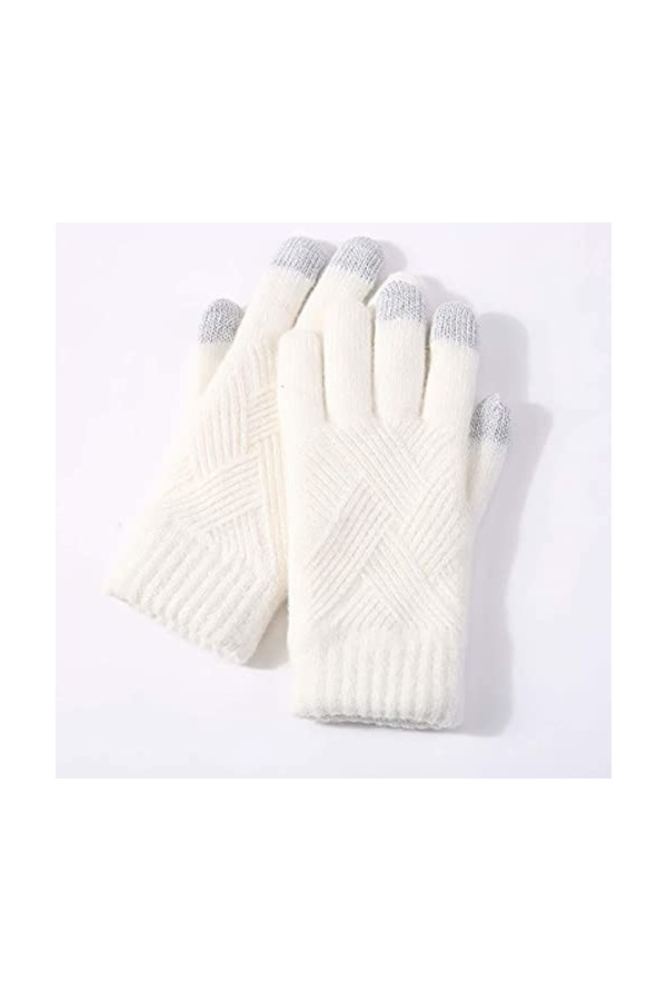 YJLGMM Hiver Chaud tricoté Gants de Doigt corneux Homme Massif de Laine Touch écran Mitaines Femmes épaisses Gants de Conduit