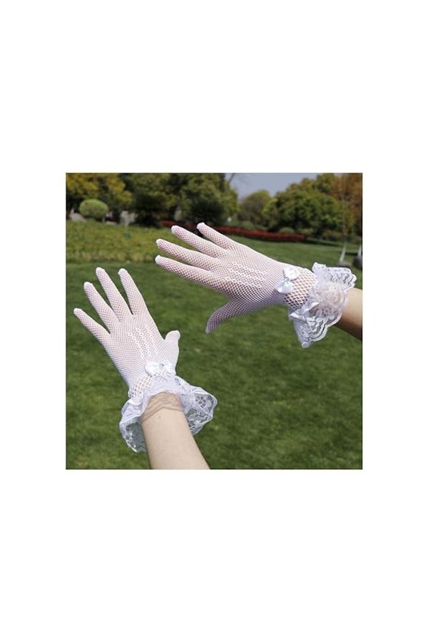 Gants dhiver Femmes Noir Blanc été UV-Proof Conduite Gants Maille résille Gants Dentelle Mitaines Doigt Complet Filles Dente