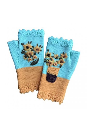 Gants Gants Chauds Pour Femmes Automne Et Hiver Gants Tricotés Brodés À La Main