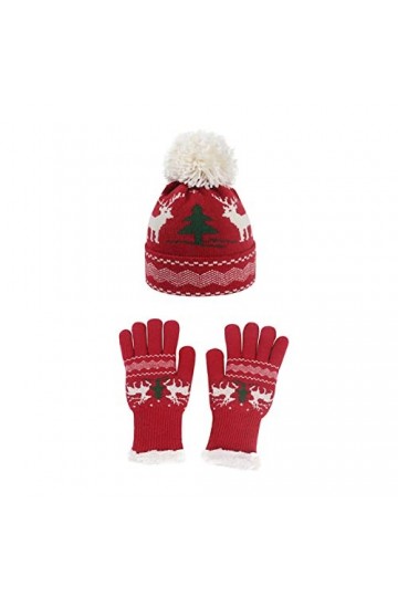 Femmes Hiver Nouveau Noël Européen Et Américain Tricot Chapeau Gants Deux Pièces Épais Laine Chapeau Gants Caoutchouc, RD2., 