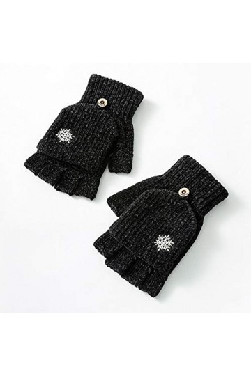 Gants sans Doigts pour Femmes,1 Paire Mode Flocon De Neige Unisexe Tricoté Demi-Doigt Gants Femmes Mitaines sans Doigts Gants
