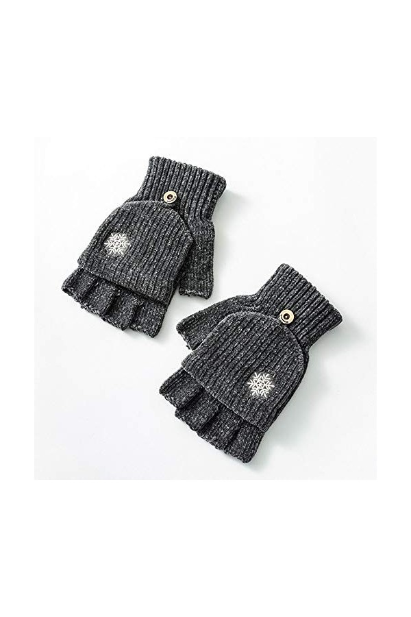 Gants sans Doigts pour Femmes,1 Paire Mode Flocon De Neige Unisexe Tricoté Demi-Doigt Gants Femmes Mitaines sans Doigts Gants