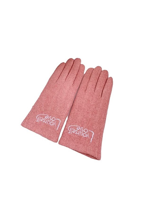 Liyinco Gants dhiver en Cachemire pour Doigts complets, Gants tactiles Doux et Chauds pour Femmes avec Lettre brodée, Gants 