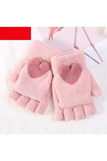 Gants sans Doigts pour Femmes,1 Paire De Mitaines sans Doigts pour Femmes Mignonnes Gants Convertibles dhiver Gants Demi-Doi