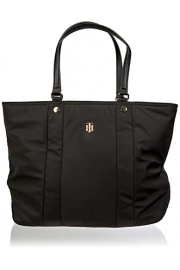 Tommy Hilfiger Cabas Femme Sac My Tommy Tote Fermeture Éclair, Noir Black , Taille Unique