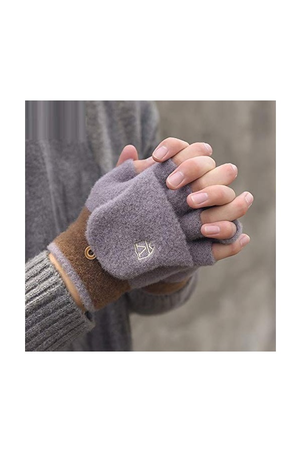 Gants sans Doigts pour Femmes,1 Paire De Gants Mi-Doigts Tricotés Unisexes Créatifs Mitaines sans Doigts Gants Convertibles d