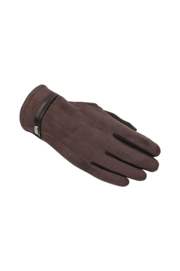 Gants Coupe Vent Gants Hiver Chaud Gants Écran Tactile Daim Plus Molleton Non Inversé Gants Hommes Café Hommes