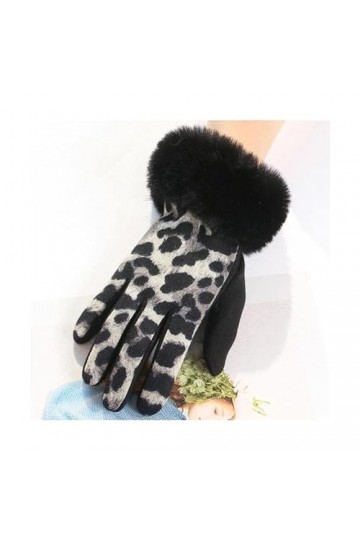 TJOIUY Gants dhiver Personnalité de la Mode léopard Tache Doux en Peluche écran Tactile Dames Gants Plus Velours Conduite à 