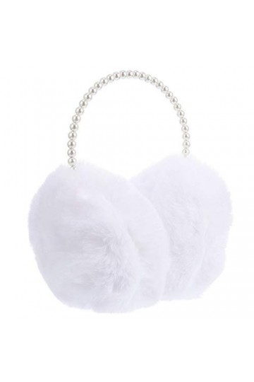 VALICLUD Cache-oreilles en fourrure synthétique avec perles pour femme, blanc,