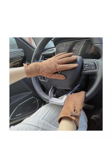 TJOIUY Gants dhiver Cuir Chaîne Strass Velours Épais Écran Tactile Conduite Gants dhiver en Plein Air Équitation Doigt Plei