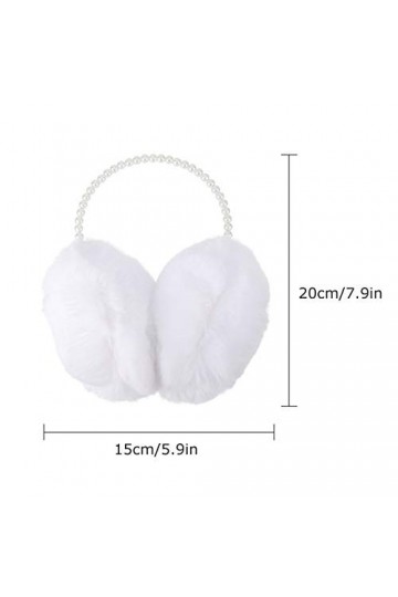 VALICLUD Cache-oreilles en fourrure synthétique avec perles pour femme, blanc,