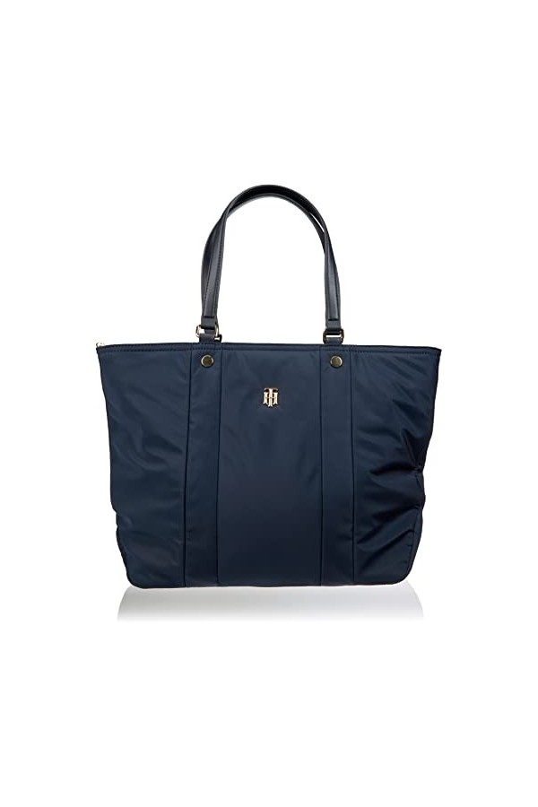 Tommy Hilfiger Cabas Femme Sac My Tommy Tote Fermeture Éclair, Noir Black , Taille Unique