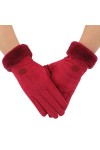 Zeltauto Gants pour écran tactile en faux daim avec doublure chaude en peluche pour femme - Gris - Medium