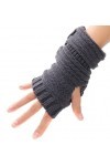 TININNA Warm Winter Unisexe Punk Tricoté Mitaines Gants Demi Finger Poignet Chauffe Gants pour Hommes et Femmes Gris foncé