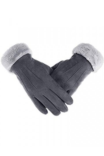 Gants à Écran Tactile Mitaines Chaudes d’Hiver Mitaines de Poignet en Fourrure avec Doublure Polaire pour Fournitures de Femm
