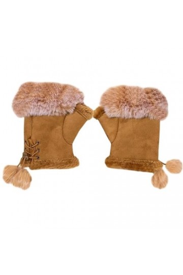 Mitaines dhiver en fausse fourrure pour femme, Noir , taille unique