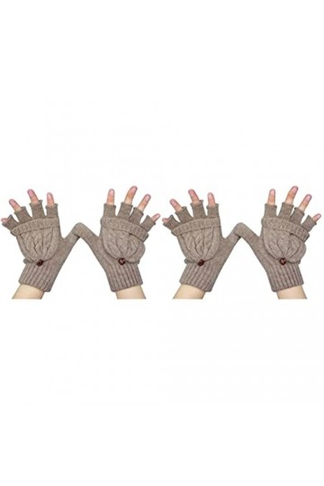 SOIMISS 2 Pièces Gants Sans Doigts Convertibles Chaud Gants Convertibles Pour Femmes Moufles Convertibles Épaisses Mitaines D