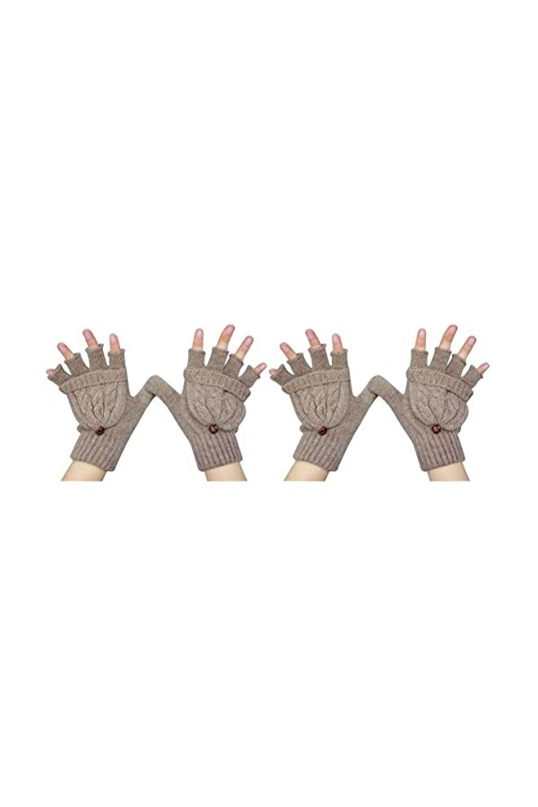 SOIMISS 2 Pièces Gants Sans Doigts Convertibles Chaud Gants Convertibles Pour Femmes Moufles Convertibles Épaisses Mitaines D
