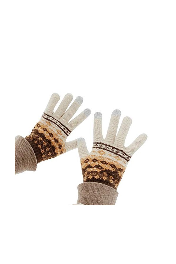 CAILIN Gants Gants en Tricot épais de Femmes Garder au Chaud en Hiver et Mignon Gants écran Tactile Jacquard Gants et moufles