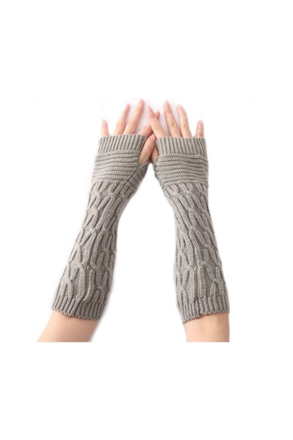 QTZTZ Gants Tricotés Mi-Longs pour Femmes dautomne Et dhiver Gants Demi-Doigts Chauffe-Mains Moufles Souples en Diamant Gan