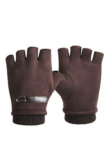 FUFU Moufles Gants à moitié Doigt Gants Magiques dhiver tricotés Gants sans Doigts pour Hommes et Femmes Color : Brown 