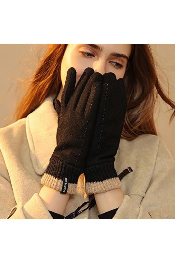 Keepwin Gants de rétention de la chaleur dautomne et dhiver pour femme avec écran contrasté de couleur américaine en peluch