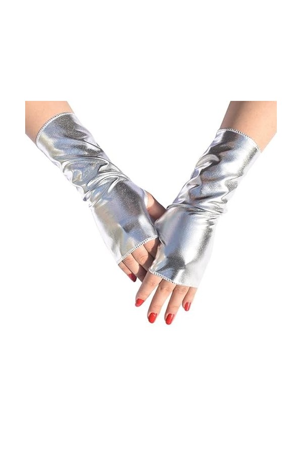 Gants Femme， Femmes gants Hip Hop Style mitaines en cuir verni lisse noir mitaines gants femme soirée formelle bal Sexy gants