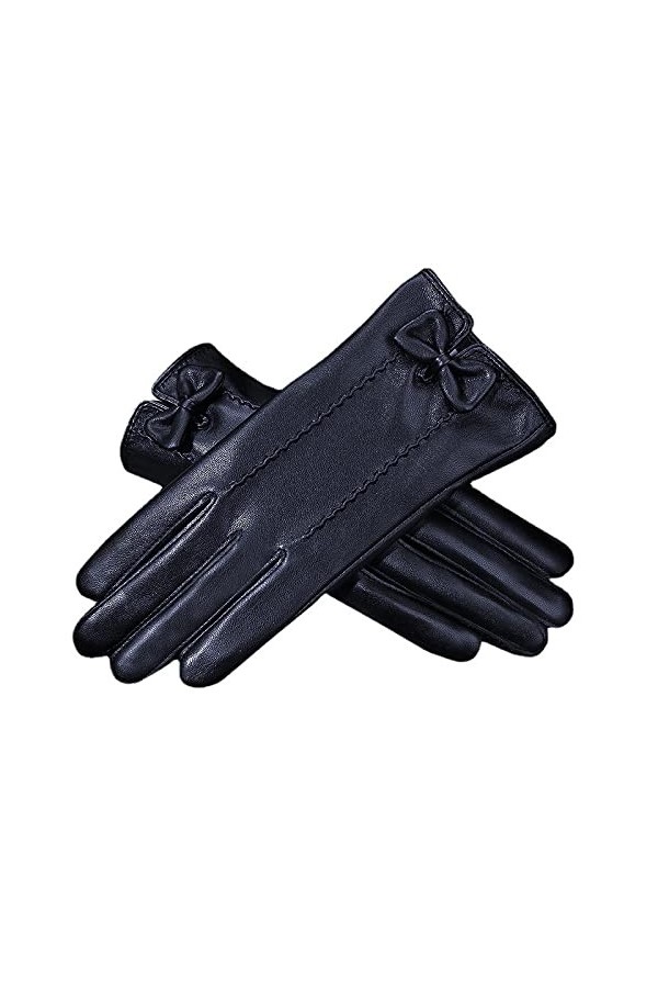 Gants en cuir pour femme, doublure en cachemire chaud, épais, coupe-vent, plein écran tactile, moufles pour conduite à vélo