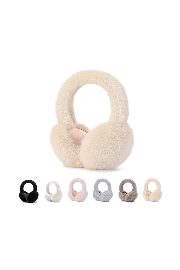 Couvre Oreilles,Cache Oreilles en Peluche Pliable,Chauffe-oreilles Hiver Chaud Couvre Oreilles Earmuffs Réglables Doux par Te