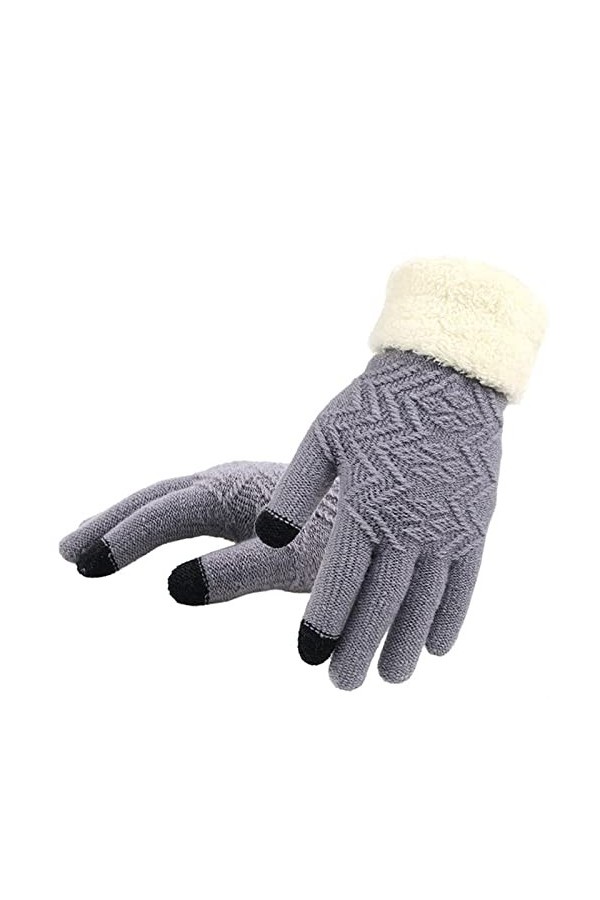 AiKoch Gants tricotés dhiver pour femmes à écran tactile gants tricotés épais chauds chauds moufles en tricot extensibles po