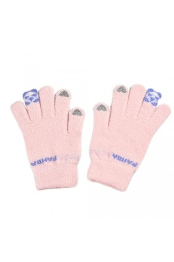 Gants Femme， Hiver femmes écran tactile chaud Stretch tricot Sport cyclisme gant dessin animé Panda ours Plus peluche épaissi