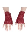Gants Femme， Été femmes Rose fleur dentelle UV crème solaire soleil sans doigts couvrir tatouage conduite mitaine écran tacti