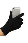 RFEGEF Femme Gants dhiver,Gants À Écran Tactile Boutons Élastiques Noirs Doux Dames Doux Coupe-Vent Élégant Moufles Thermiqu