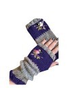 RFEGEF Femme Gants dhiver,Gants À Écran Tactile Gants Tricotés sans Doigts Brodés Dames Bleues Doux Coupe-Vent Élégant Moufl