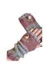RFEGEF Femme Gants dhiver,Gants À Écran Tactile Gants Tricotés sans Doigts Brodés Rose Mesdames Doux Coupe-Vent Élégant Mouf